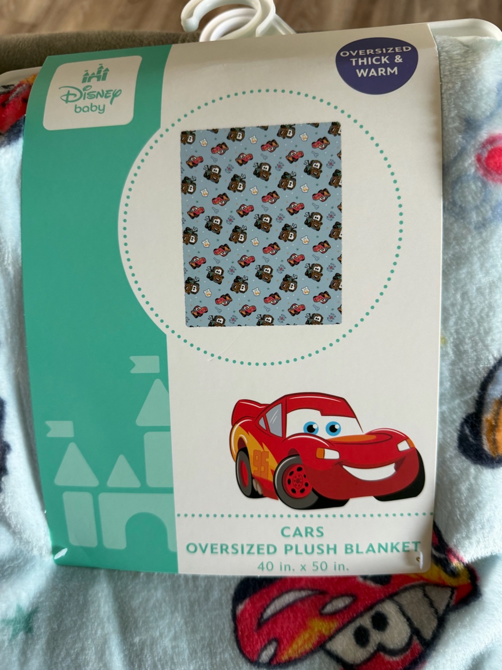 Disney Blue and Red Cars Plush Baby Blanket